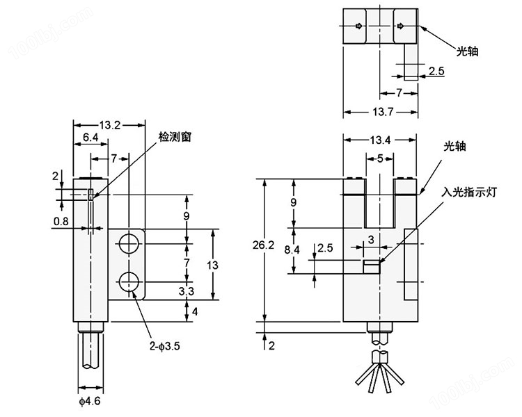 GJ-R67光电开关_R型槽型光电传感器外表尺寸
